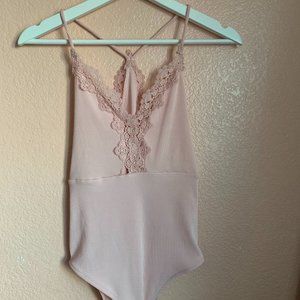 Topshop Pink Cami BodySuit With Lace Details